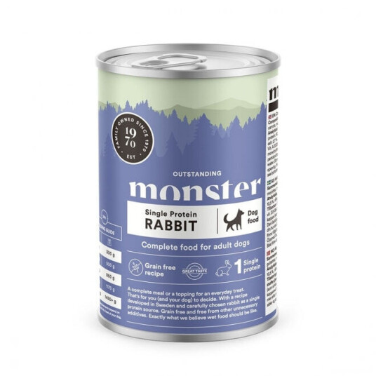 Monster Hundemat Voksen Våtfôr med Kanin 400 g - Single Protein Monster Hundemat Voksen Våtfôr med Kanin 400 g - Single Protein