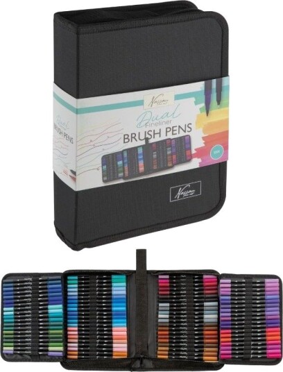 Nassau Fine Art Dual Fineliner Brush Pens 120 Tusjer I Nylonmappe