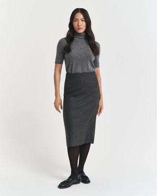 Gant Midi rutete ullblyantskjørt CHARCOAL MELANGE 34 Gant Midi rutete ullblyantskjørt CHARCOAL MELANGE 34