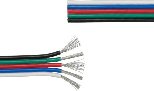 20m RGBW Kabel 5x0,35mm² 12V 24V til LED strip