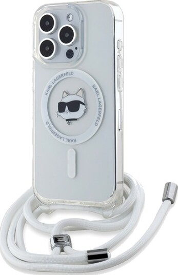 Karl Lagerfeld MagSafe Mobildeksel for iPhone 15 Pro - Transparent Choupette Hode & Kabelholder