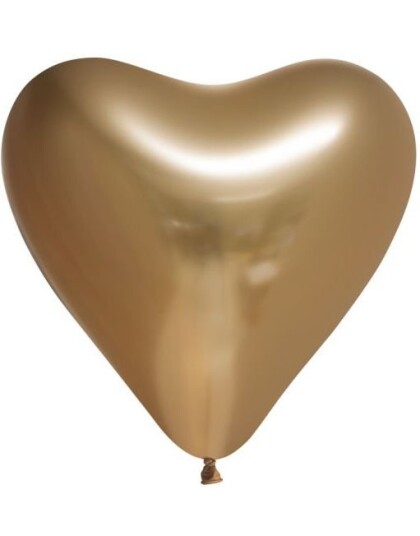 6 stk 30 cm Gullfargede Glossy Mirror Hjerteballonger
