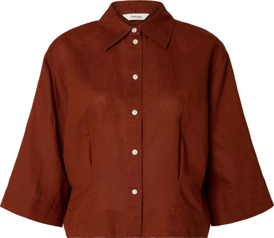 Selected Femme Cleo Regular 3/4 Cropped Shirt Brun 40