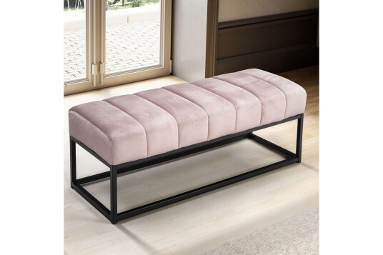 Benke Wohnling fløyelstrukket moderne quiltet elegant metallramme Rosa Rosa