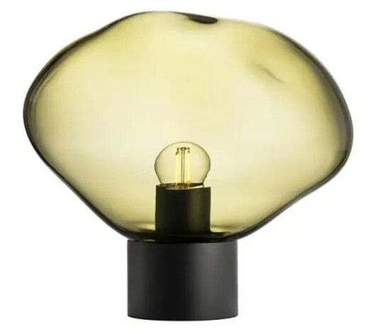 Crystal Stone bordlampe med svart base Grønn