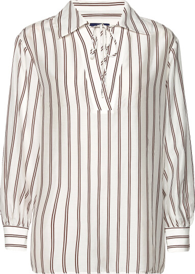 Gant Rel V Neck Stripe Blouse Beige 40
