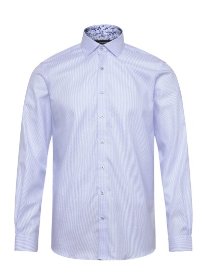 Lindbergh Black Dobby Stripe Shirt L/S Blue XL