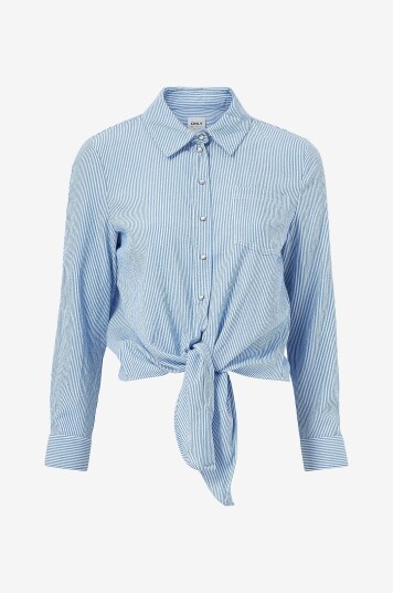 Only - Skjorte onlLecey LS Stripe Knot Dnm Shirt - Hvit Only - Skjorte onlLecey LS Stripe Knot Dnm Shirt - Hvit