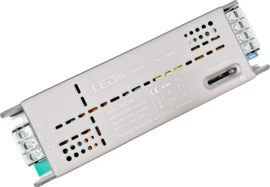 Ledlife Slide dæmpbar 12V 200W strømforsyning 12V DC 16,6A Ledlife Slide dæmpbar 12V 200W strømforsyning 12V DC 16,6A