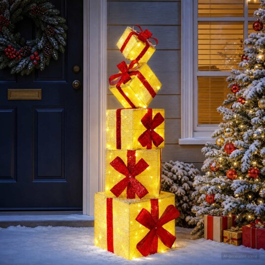 vidaXL Gaveeske juledekorasjon 5 stk. 125 LED-lys Varmhvit