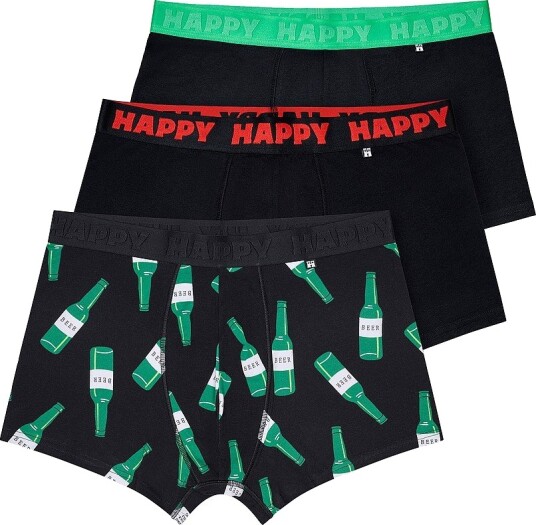 Happy Socks   Boksershorts Beer Short Boxers 3 pakning   Svart