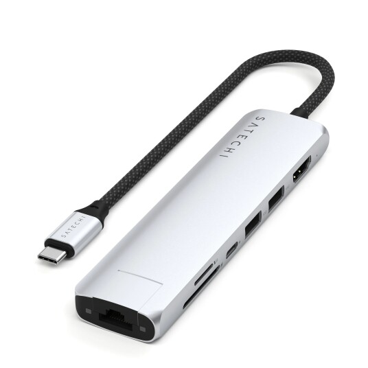 Satechi 7-in-1 USB-C Slim Multiport Adapter with Ethernet - Silver Satechi 7-in-1 USB-C Slim Multiport Adapter with Ethernet - Silver