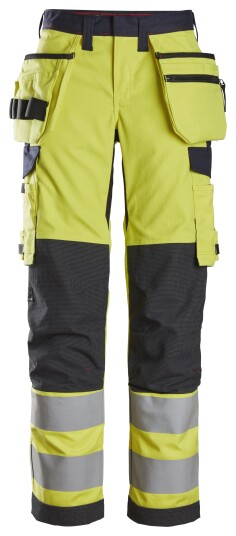 Snickers Workwear 6797 ProtecWork Arbeidsbukse varsel, gul/marineblå, med stretch 17, Klær