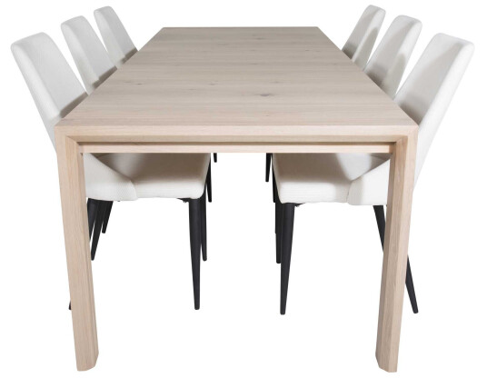 Venture Design Slider & Leone spisegruppe Natur/beige 6 st stoler & bord 170 x 95 cm