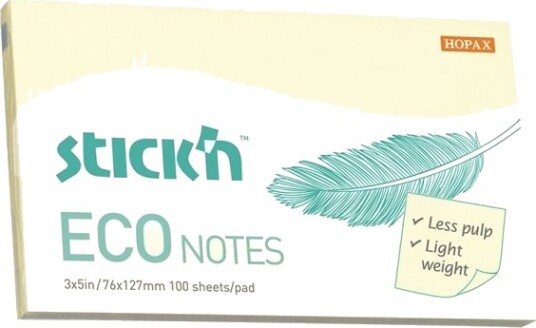 Notesblok Eco 76X127 100 Blad Gul 12 Stk.