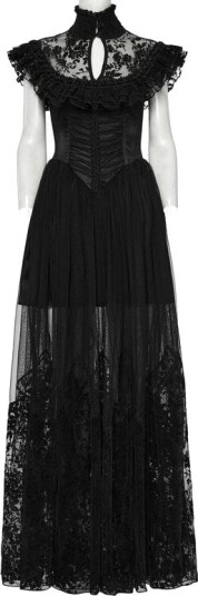 Punk Rave   Goth Lang kjole   Gothic Little Flying Sleeve Dress   XS til 4XL   Damer   svart