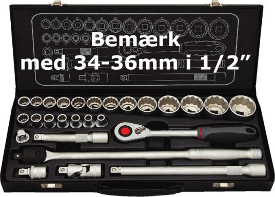 Bato Pipenøkkelsett 1/2" 12-Kant 8-36 mm 27 Deler