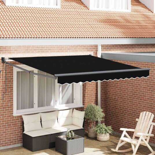 Automatisk Uttrekkbar Markise Svart 300x250 cm Markiseduk Erstatning for 3x2,5 m Ramme Svart