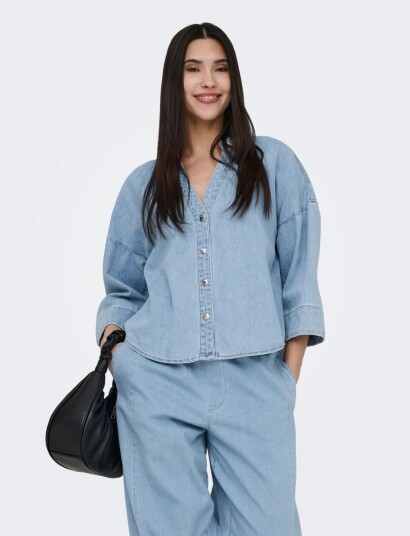 ONLY Onlmontes 3/4 Dnm Shirt Gua Blue L ONLY Onlmontes 3/4 Dnm Shirt Gua Blue L