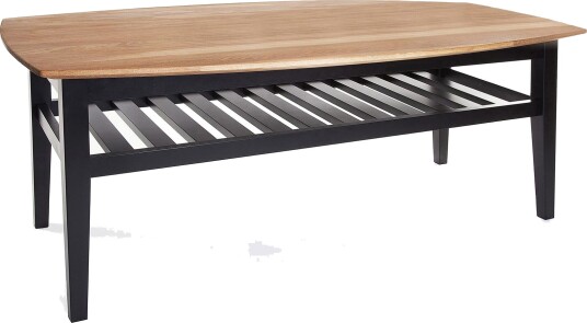 Chicago Sofabord 130 cm med Oppbevaringshylle - Eik/Svart
