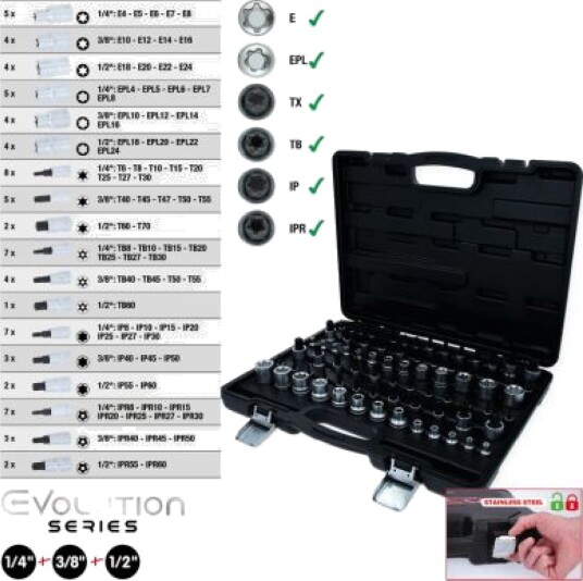 KS TOOLS Torx 77-delt Hodesett med Krom-Vanadium Stål KS TOOLS Torx 77-delt Hodesett med Krom-Vanadium Stål