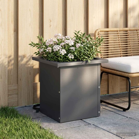 vidaXL Hageplantekasse med LED Antrasitt 30 x 30 x 30 cm Stål