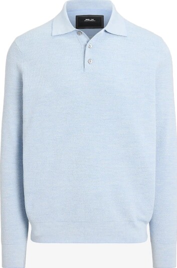 Ralph Lauren Golf Striped Performance Polo Collar Sweater Blue M