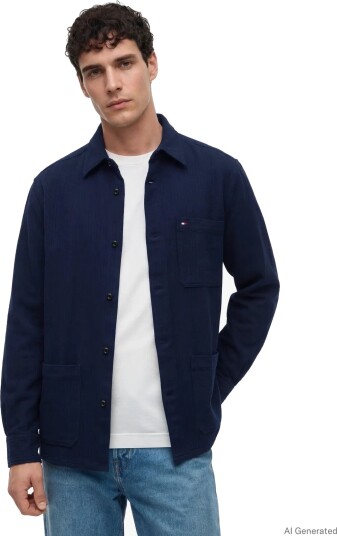 Tommy Hilfiger Overshrt Co Lyocell Structur Navy XXL