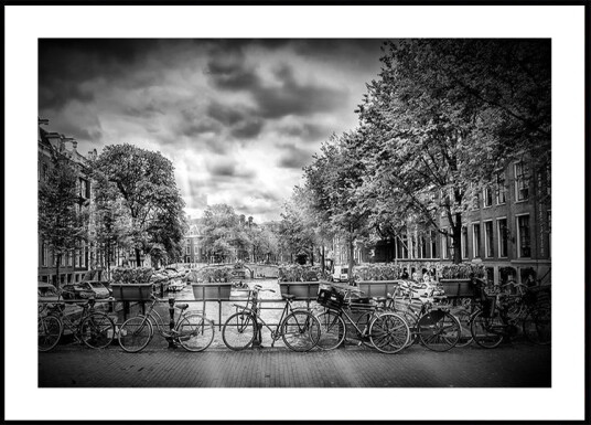 AMSTERDAM Typical Cityscape in monochrome Poster Plakat / 50x70cm AMSTERDAM Typical Cityscape in monochrome Poster Plakat / 50x70cm