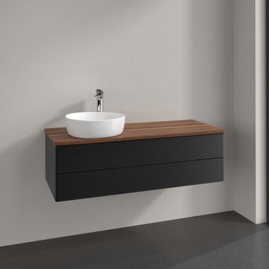 Villeroy & Boch Antao Servantskap med 2 skuffer 120x50x36 cm m/lys Sort Matt/Valnøtt Villeroy & Boch Antao Servantskap med 2 skuffer 120x50x36 cm m/lys Sort Matt/Valnøtt