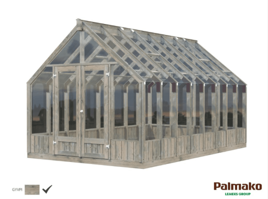 Hagestue Emilia 13,8 m2 i glass/tre