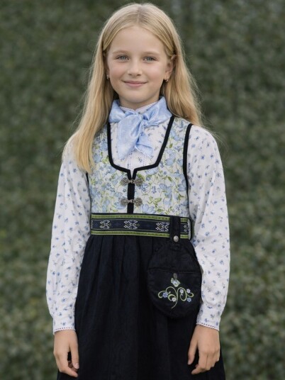 Salto Elly skjorte til festdrakt med blå blomst 17 18 år
