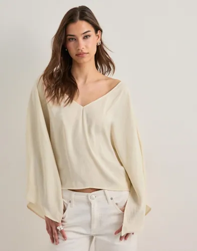 Nelly   Champagne   Satin Slit Blouse