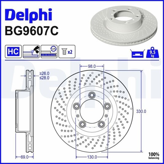 DELPHI BG9607C Bremseskive