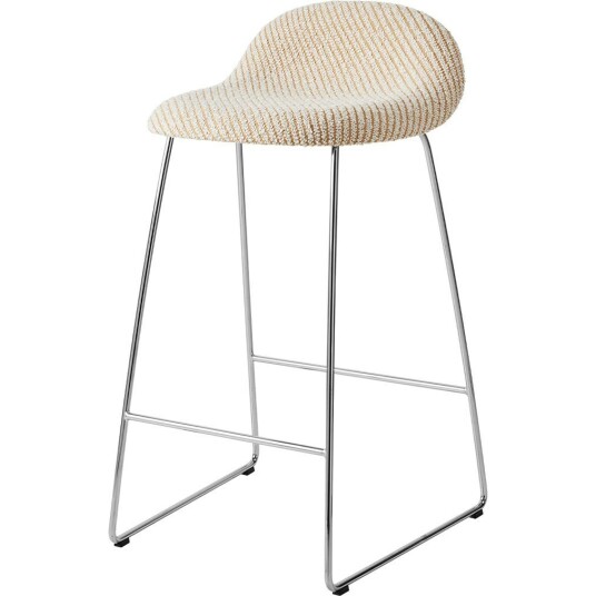 Gubi GUBI 3D Barstol H65 Rustfritt Stål / Lupo Special Diagonal Bouclé / Dedar 009 Gubi GUBI 3D Barstol H65 Rustfritt Stål / Lupo Special Diagonal Bouclé / Dedar 009