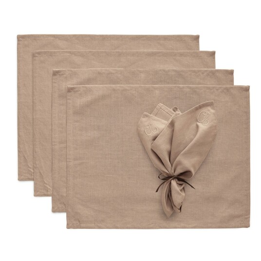 Decotique Sienna Tekstilsett 4 Spisebrikker + 4 Servietter Taupe
