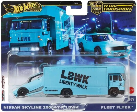 Hot Wheels Team Transport LBWK Liberty Walk Nissan Skyline 2000GT R Modellbil 1:64 Hot Wheels Team Transport LBWK Liberty Walk Nissan Skyline 2000GT R Modellbil 1:64