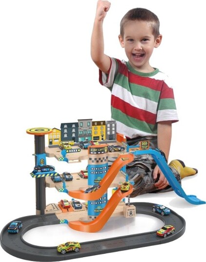 Parkeringshus I 3 Etasjer Med 10 Die-Cast Lekebiler Inkludert