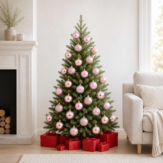 vidaXL Juleballsett 75 stk. Rosa 6 cm Polystyren