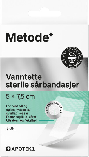 Metode vanntett steril bandasje 5 x 7,5 cm 5 stk
