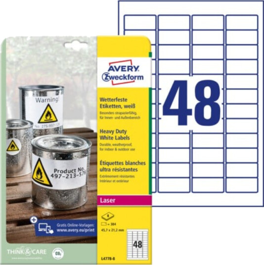 Avery Zweckform L4778-8 - labels - 384 label(s) - 45.7 x 21.2 mm
