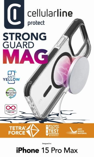 CellularLine Strong Guard deksel iPhone 15 Pro Max - Gjennomsiktig