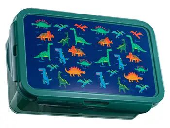 Licens Matboks med dinosaurmotiv og 3 rom - Grønn med dinosaurer - Matboks for barn