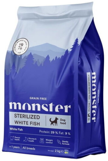 Monster Pet Food Kornfri Hundefôr Sterilisert Hvit Fisk 2 kg Monster Pet Food Kornfri Hundefôr Sterilisert Hvit Fisk 2 kg