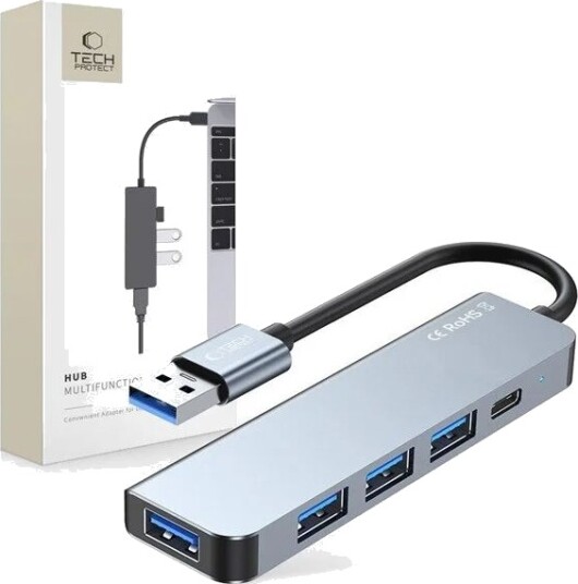 Tech Protect HUB V0 USB Hub 5in1 grå