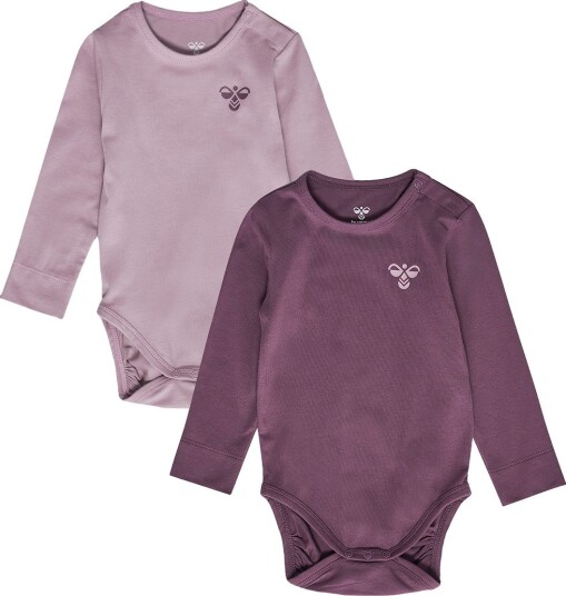 Hummel Body I/e - hmlMini - 2-pack - Black Plum/Sea Tåke - Hummel - 56 - Langermet Body Lilla Rosa