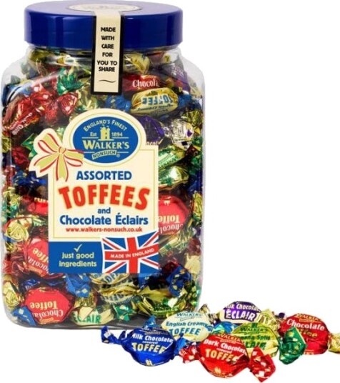 1,25 kg Walkers Assorted ToffeeStor boks med lokk