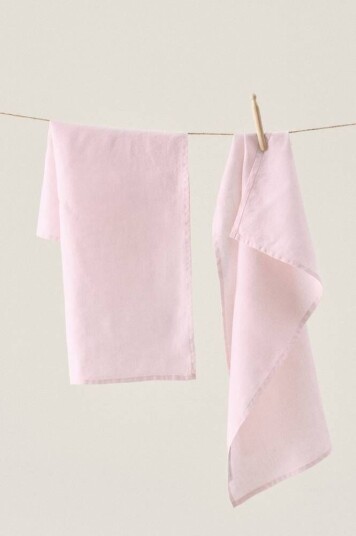 Jonie kjøkkenhåndkle i lin 2-pakke Rosa