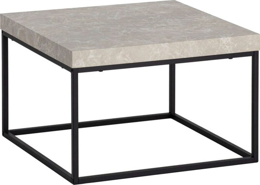 Sofabord Wohnling kvadrat 60 cm steinoptikk stil, klassisk metallramme, moderne utseende Beige - Beige