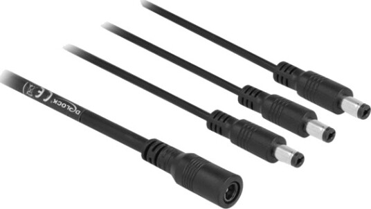 Delock - Strømsplitter - 5,5 X 2,1 Mm Dc-Jakk (Hunn) Til 5,5 X 2,1 Mm Dc-Jakk (Hann) - 24 V - 5 A - 50 Cm - Svart